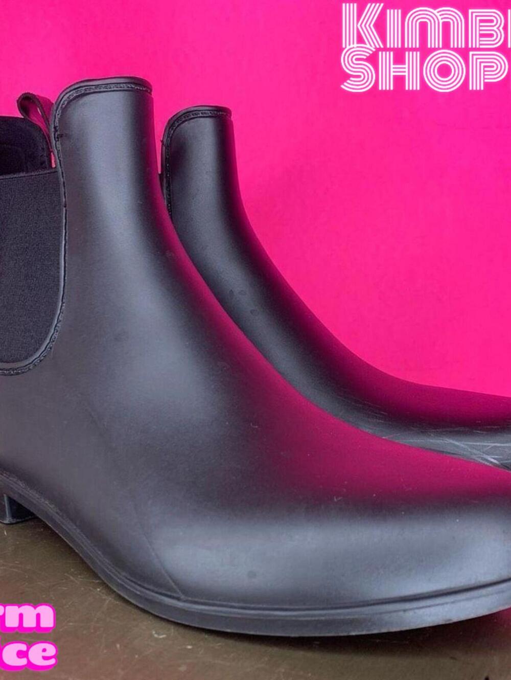 Sam Edelman Tinsley Matte Black Rubber Chelsea Rain Boots US 10 UK 8